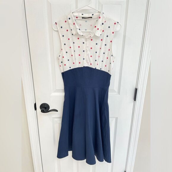 iHot Retro Vintage Style Dress Polka Dot Pin Up 50s Navy Bolero Dress Size S - Picture 5 of 7